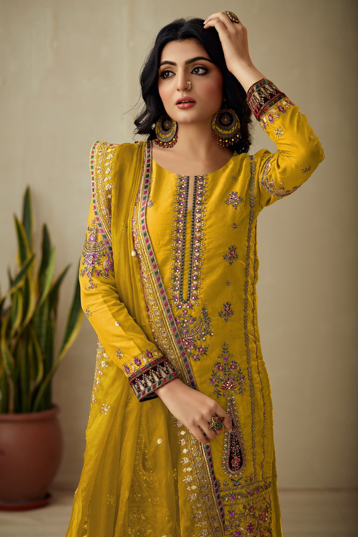 Radiant Yellow Organza Indian Salwar Kameez