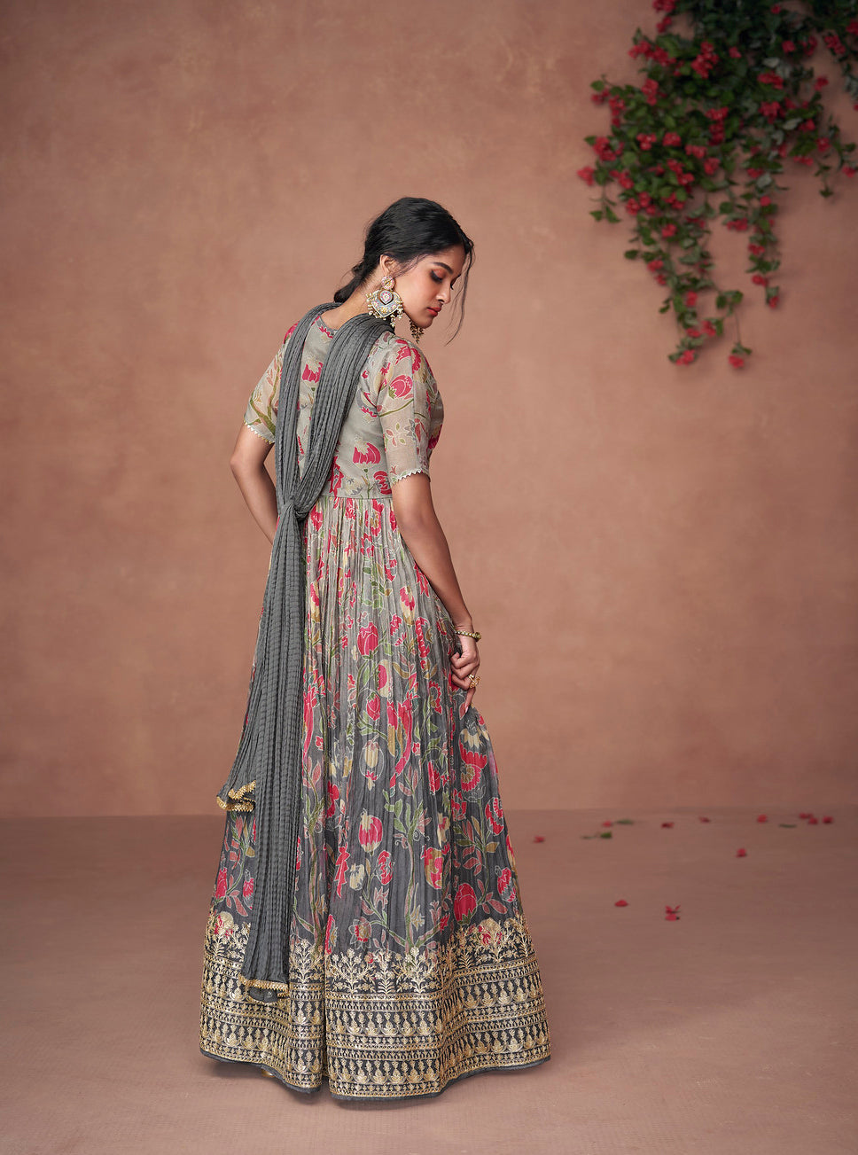 Grey Indian Anarkali Designer Anarkali