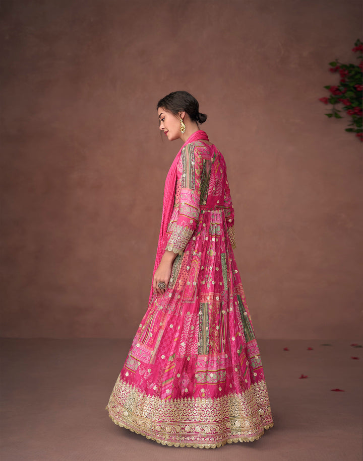 Designer pink Anarkali