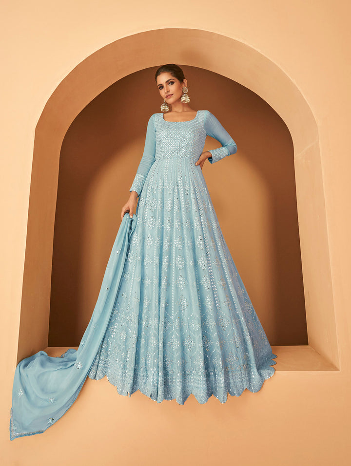 Elegant Sky Blue Designer Gown