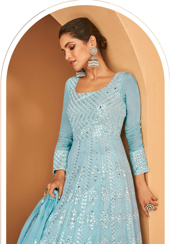 Elegant Sky Blue Designer Gown