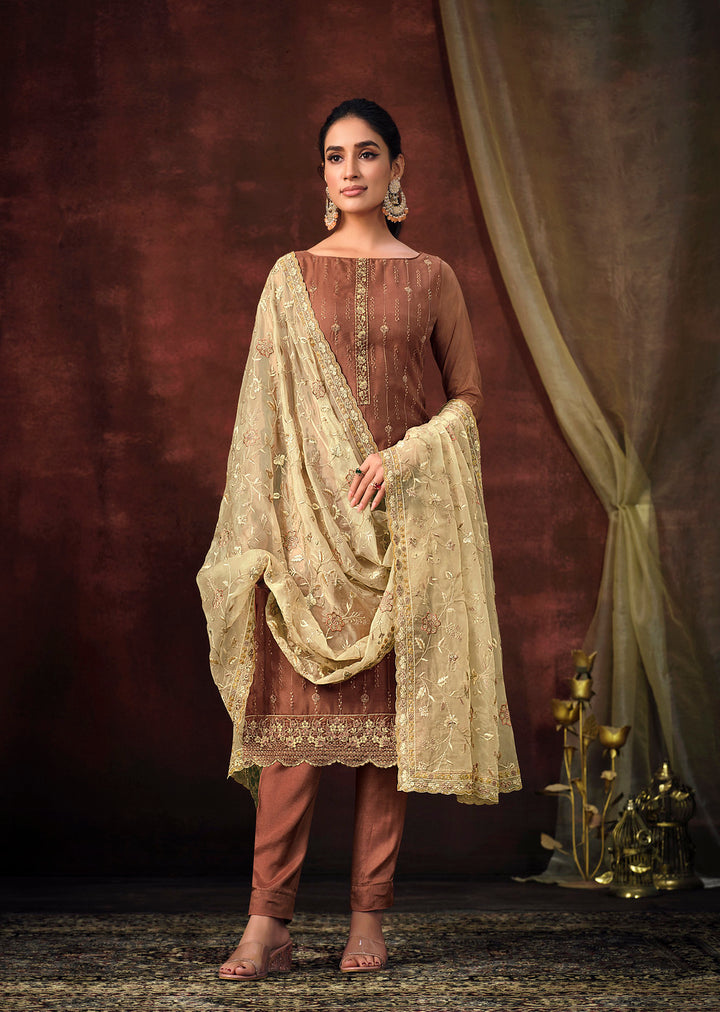 Designer Indian Salwar Kameez in Brown