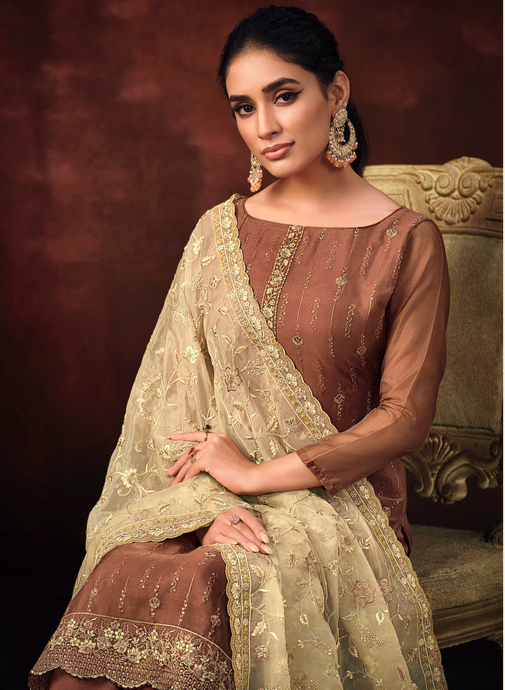 Designer Indian Salwar Kameez in Brown