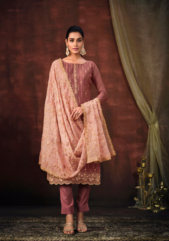 Designer Indian Salwar Kameez in Dusty Pink