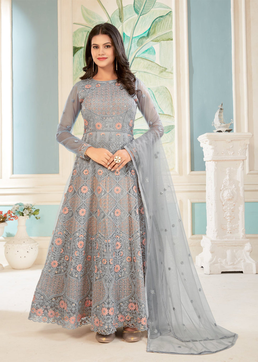 Stylish Grey Lehenga Choli