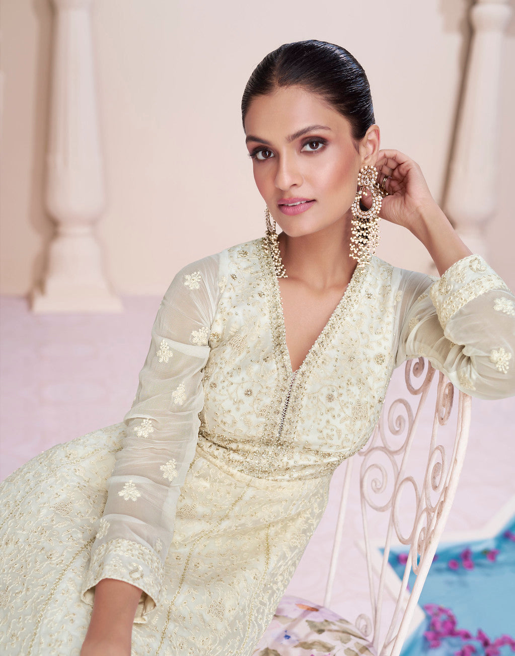 Elegant White Anarkali