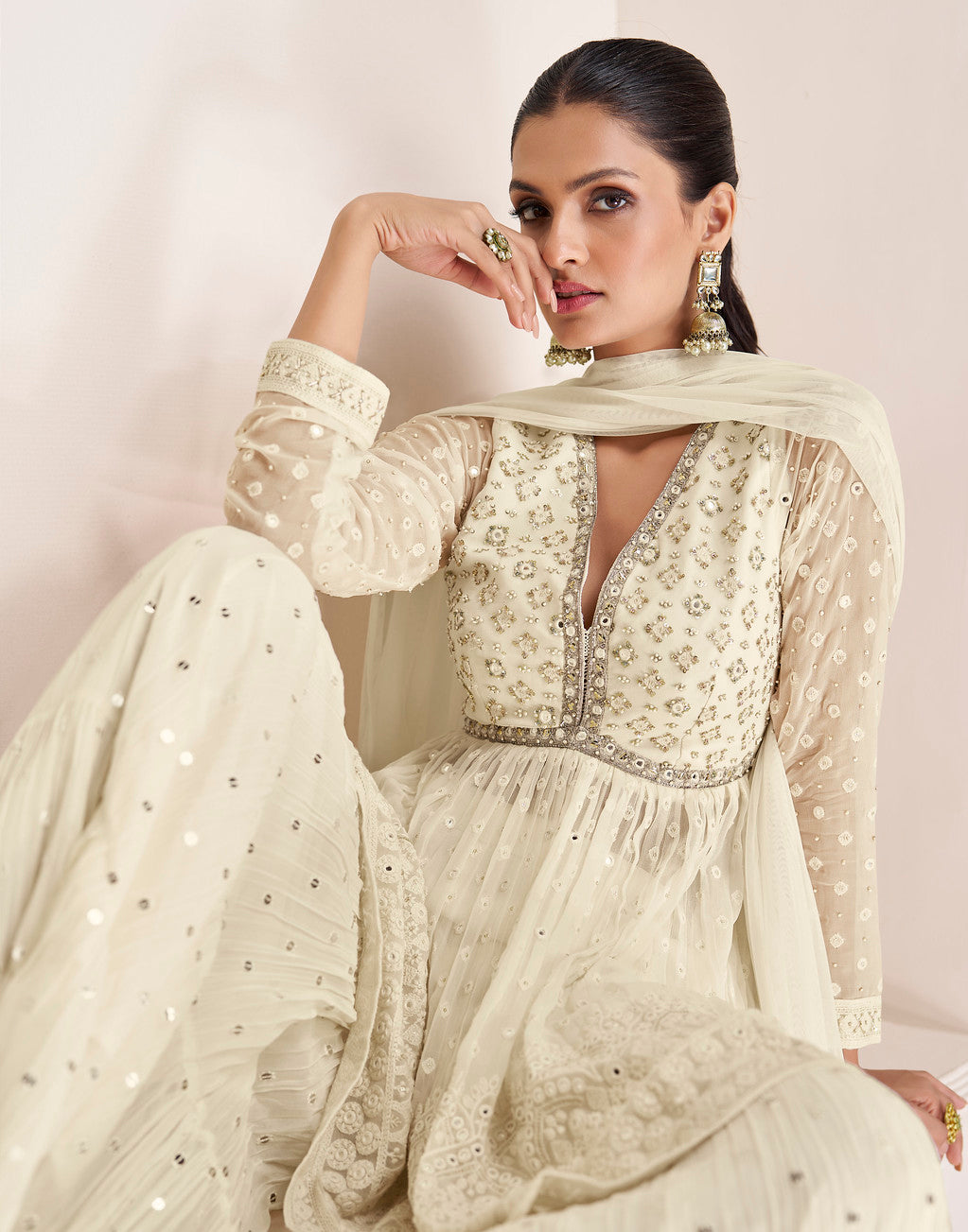 Timeless Elegance in White Designer Anarkali Suit