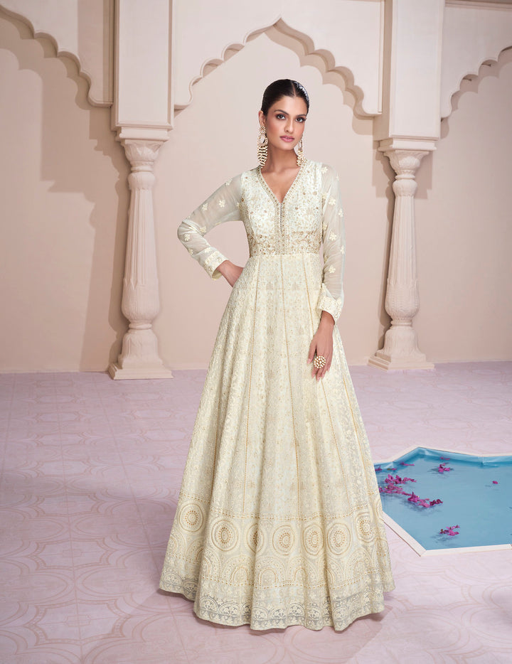 Elegant White Anarkali