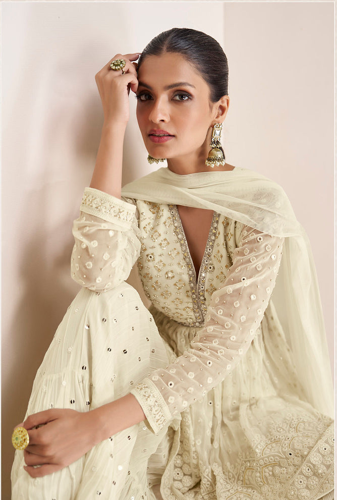 Timeless Elegance in White Designer Anarkali Suit