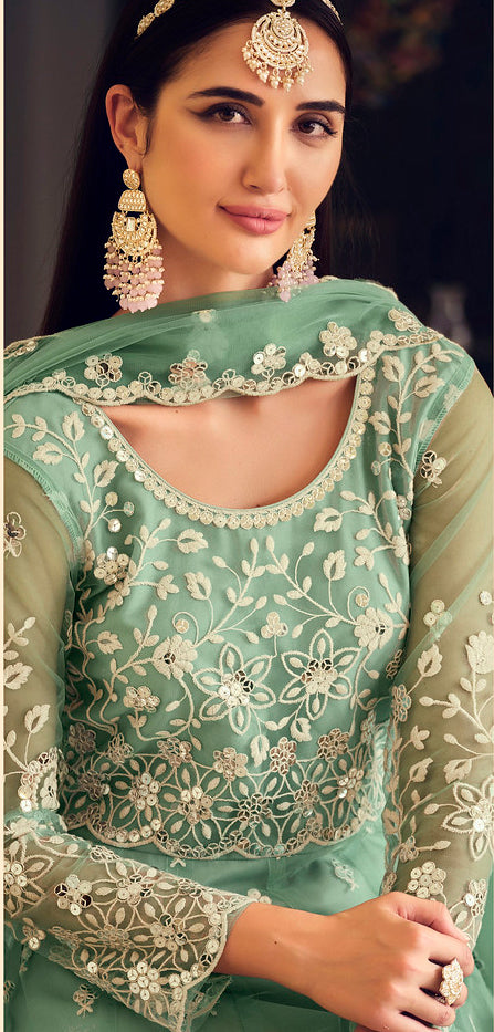 Elegant Light Green Designer Gown