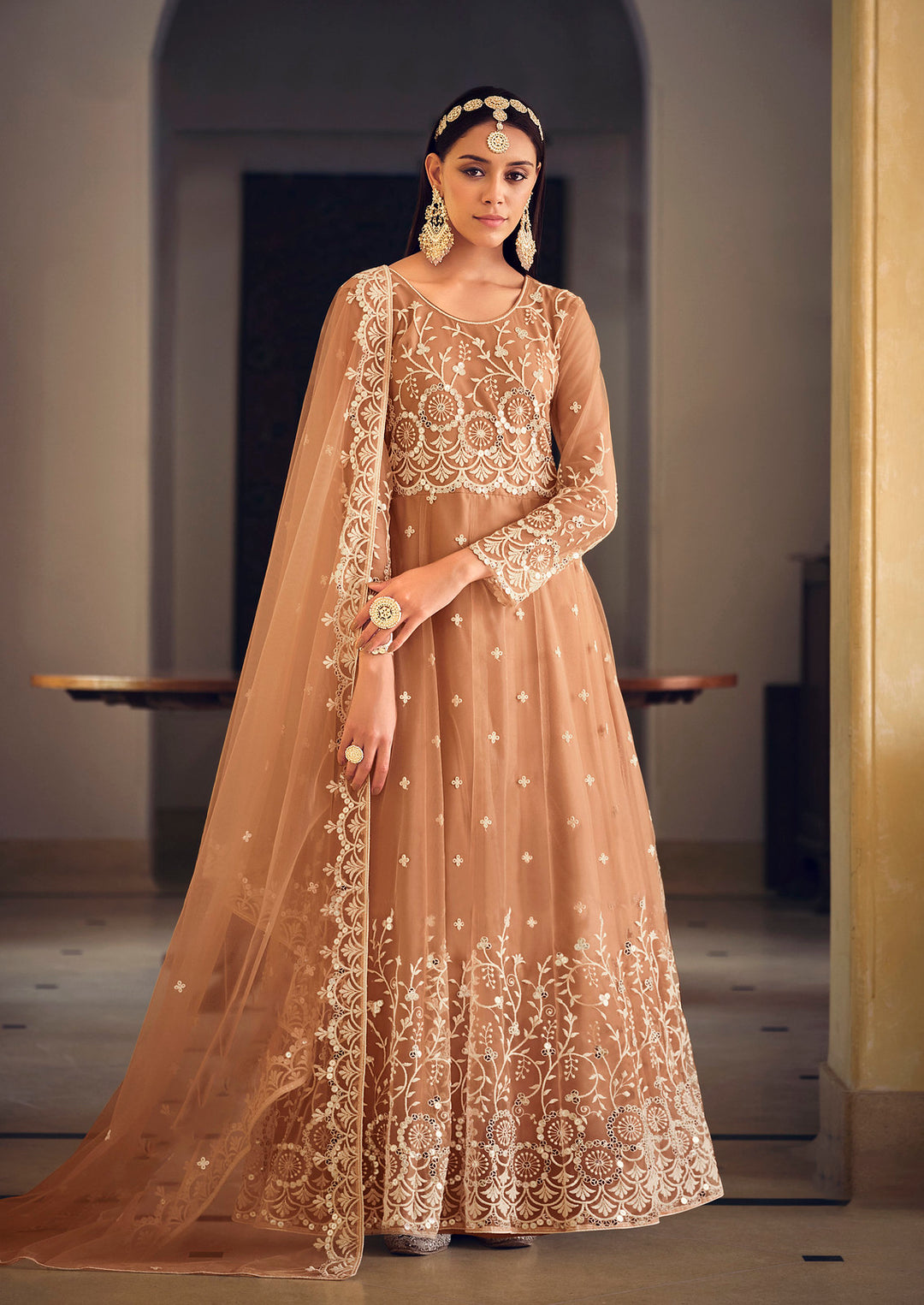 Elegant Light Brown Designer Gown