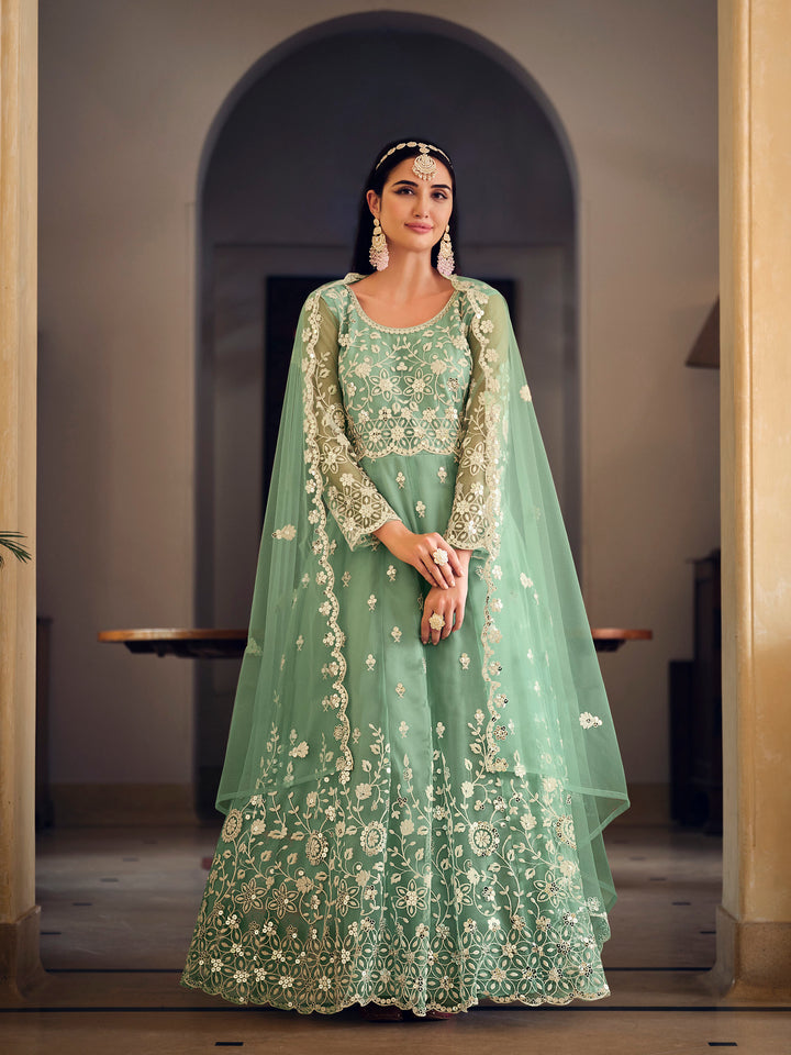 Elegant Light Green Designer Gown