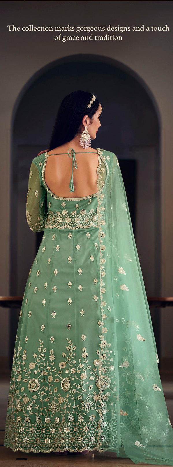 Elegant Light Green Designer Gown