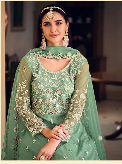 Elegant Light Green Designer Gown