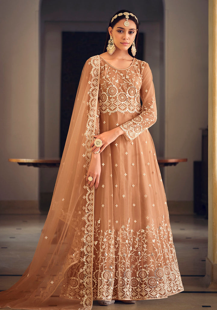 Elegant Light Brown Designer Gown