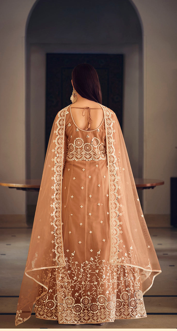 Elegant Light Brown Designer Gown