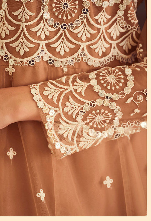 Elegant Light Brown Designer Gown