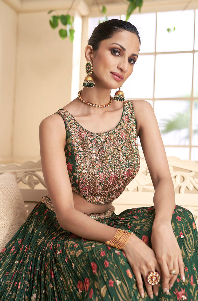 Readymade Designer Lehenga Choli in Green