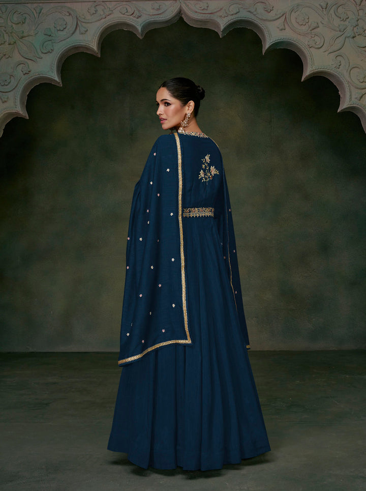 Elegance in Navy Blue Designer Anarkali Suit