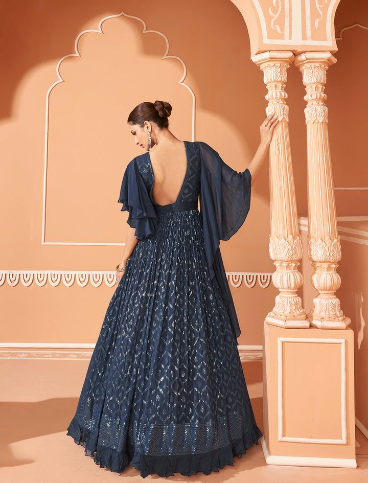 Elegance in Navy Blue Designer Anarkali Suit