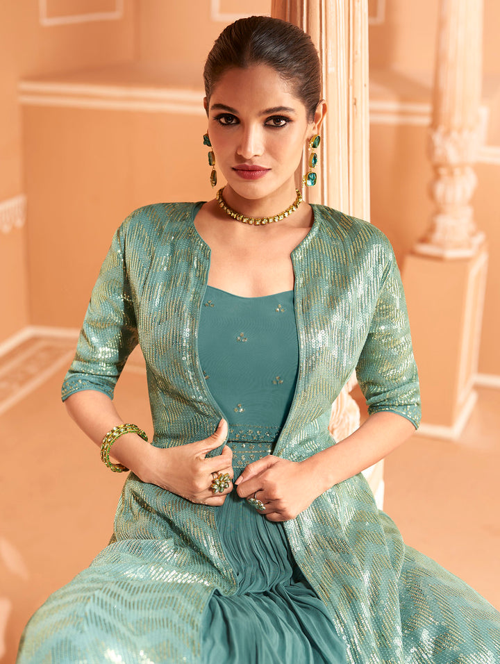 Elegance in Bottle Green Designer Anarkali Suit