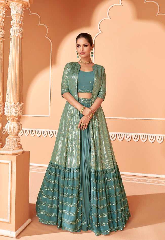 Elegance in Bottle Green Designer Anarkali Suit