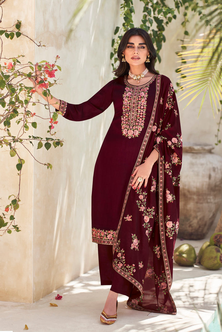 Elegance in Maroon Designer Salwar Kameez