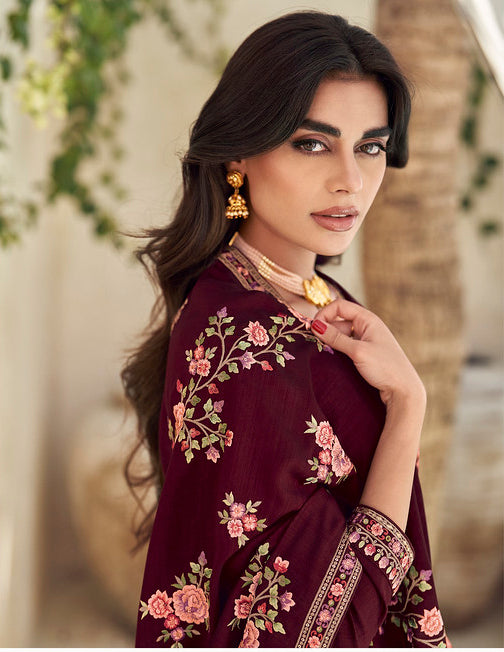 Elegance in Maroon Designer Salwar Kameez