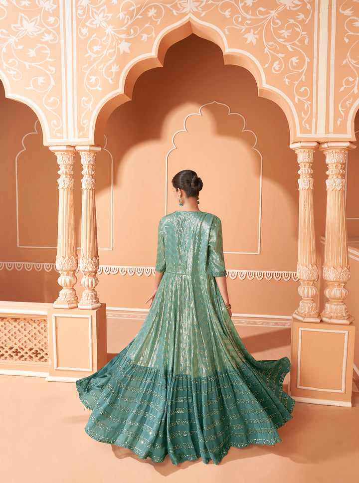 Elegance in Bottle Green Designer Anarkali Suit