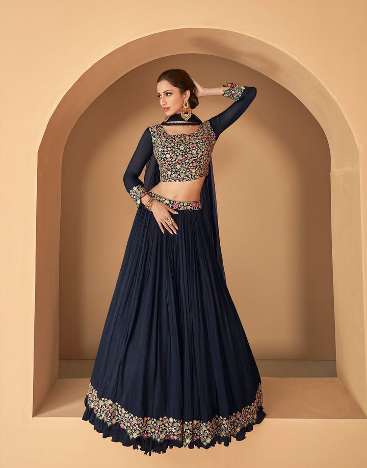 Classic Navy Blue Designer Lehenga Choli