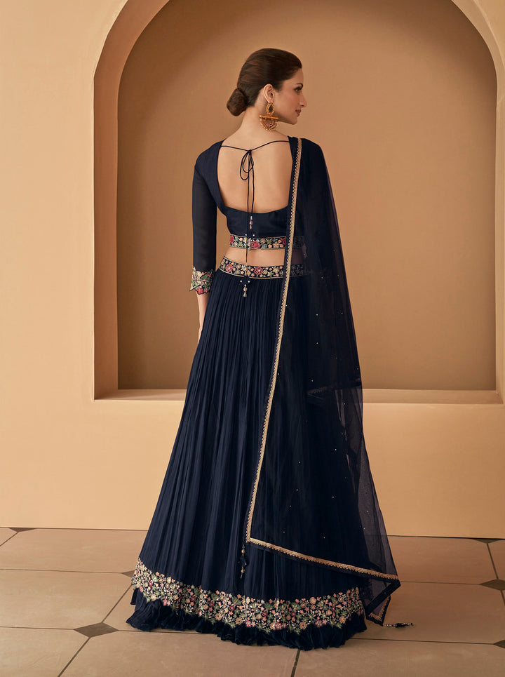 Classic Navy Blue Designer Lehenga Choli