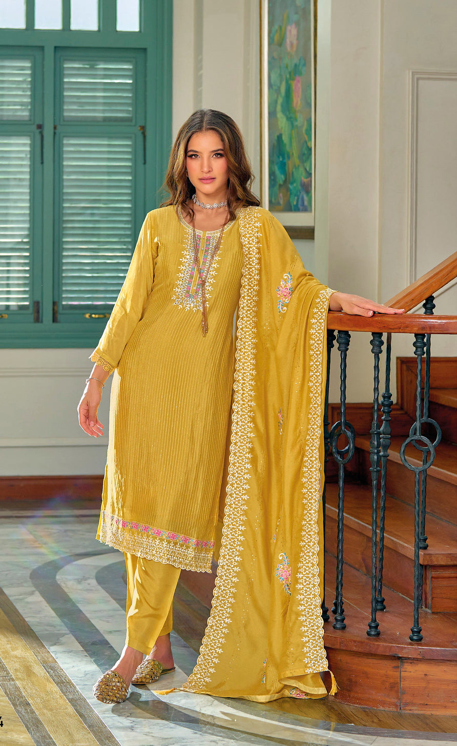 Readymade  Designer Indian Salwar Kameez in Yellow