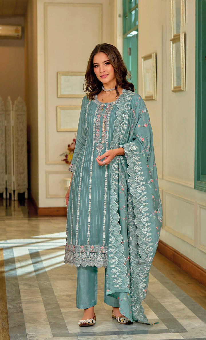 Readymade Designer Indian Salwar Kameez in Dusty Green