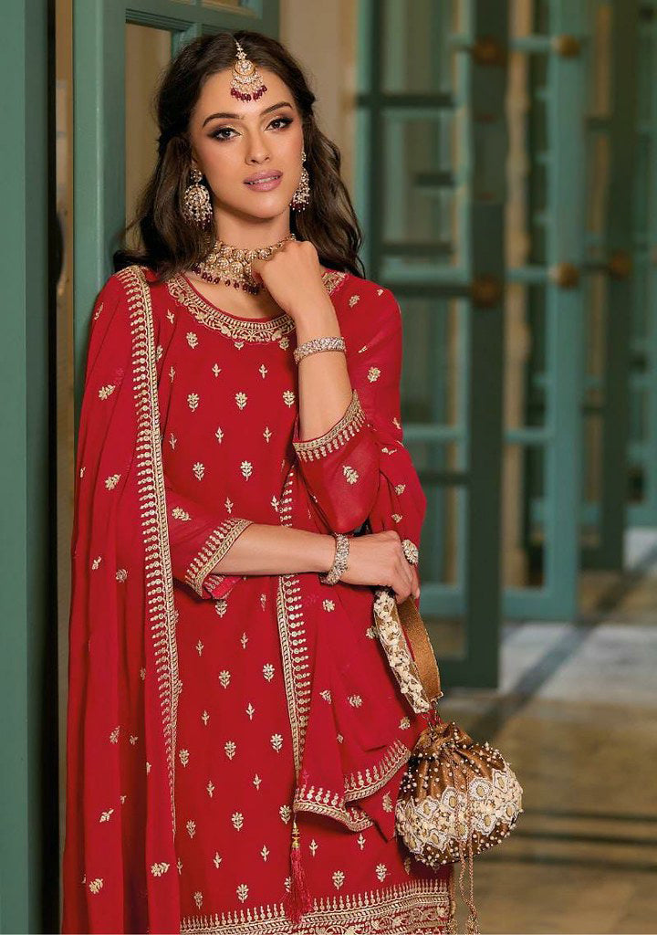 Readymade Designer Sharara in Red