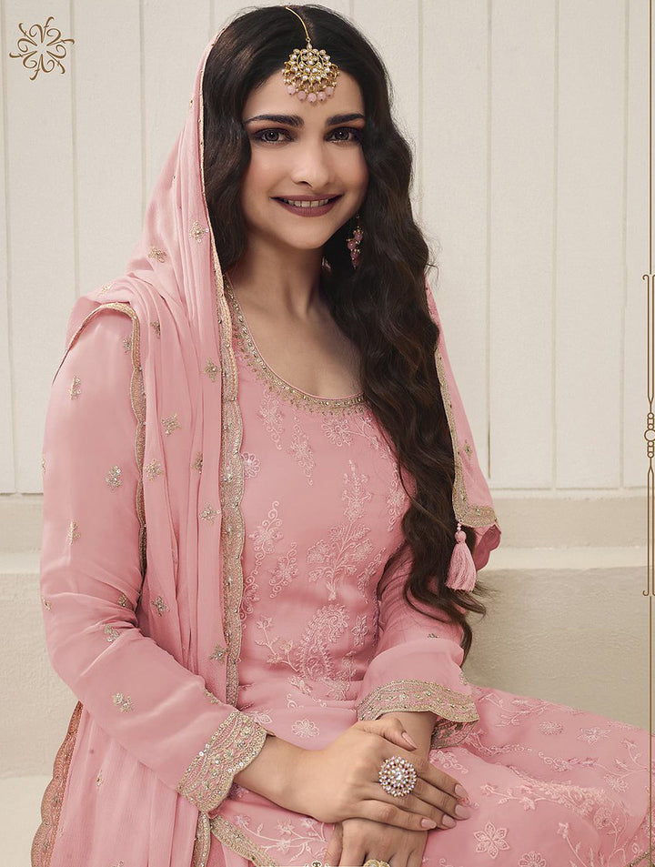 Readymade Graceful in Pink Designer Palazzo Salwar Kameez