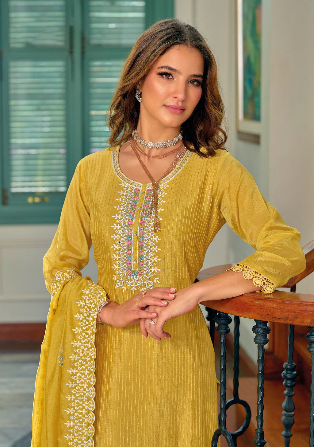 Readymade  Designer Indian Salwar Kameez in Yellow