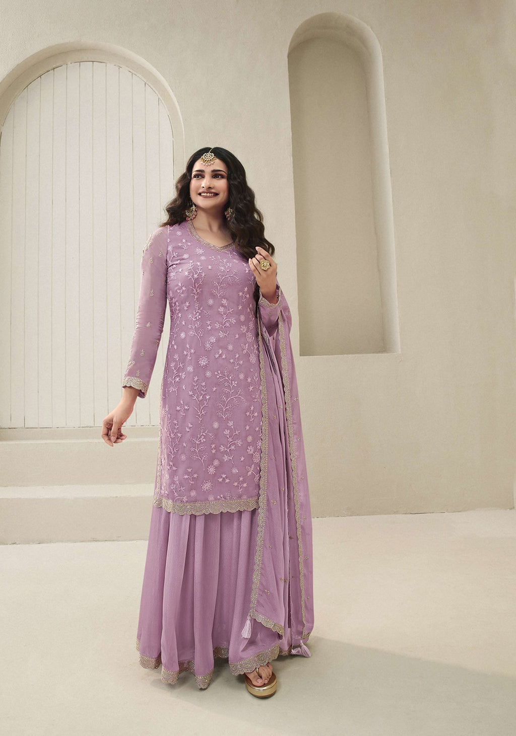 Readymade Elegance Redefined Light Purple Palazzo Salwar Kameez