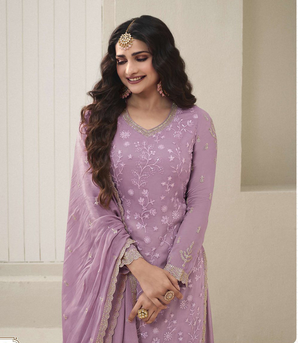 Readymade Elegance Redefined Light Purple Palazzo Salwar Kameez