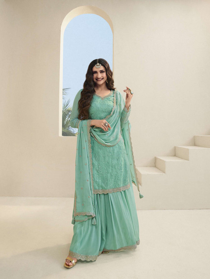 Readymade Designer Light Green Palazzo Salwar Kameez