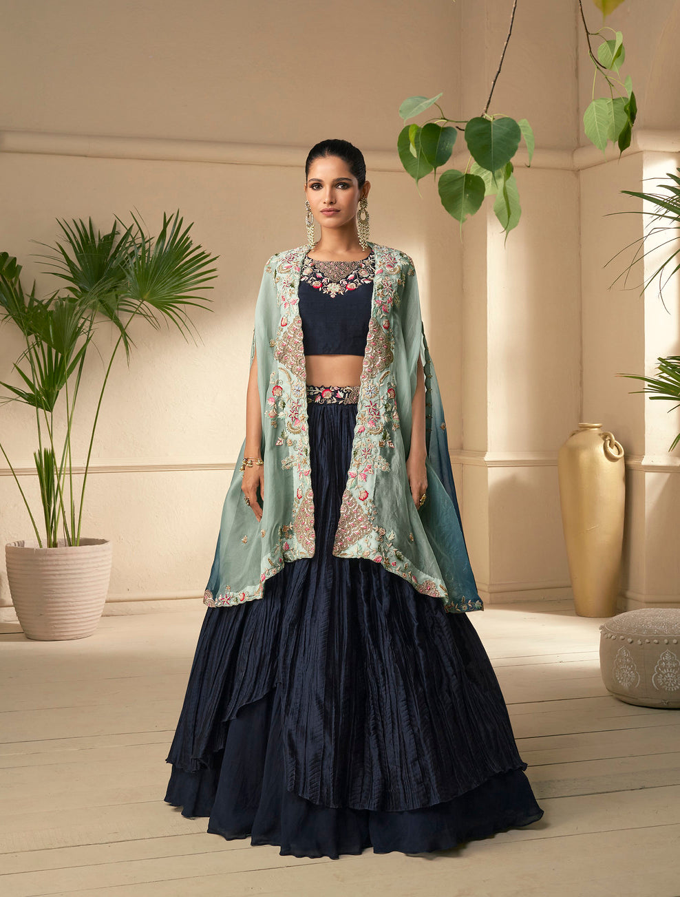 Readymade Navy Blue Indian Lehenga Choli