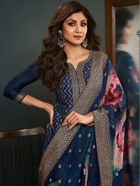 readymade Designer Salwar Kameez in Navy Blue