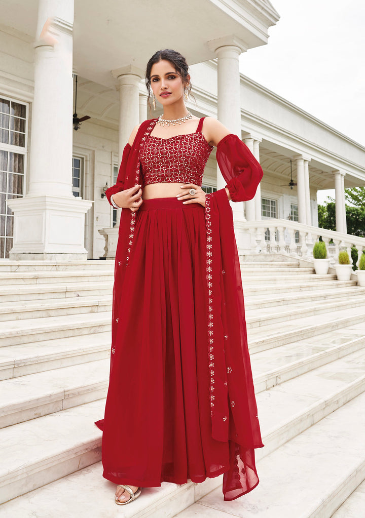 Readymade Radiant Red Designer Lehenga Choli