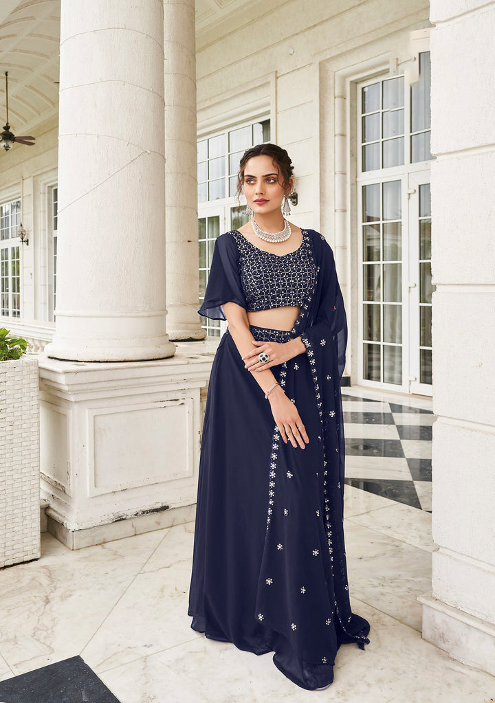 Readymade Navy Blue Designer Lehenga Choli