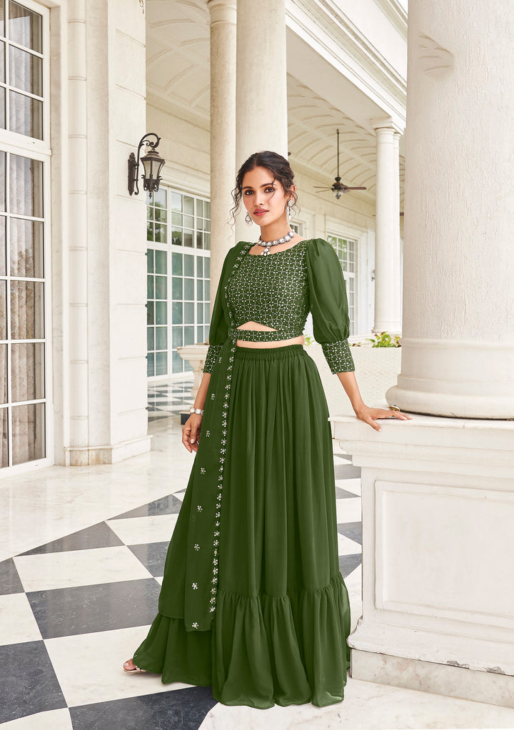 Readymade Stunning Green Designer Lehenga Choli