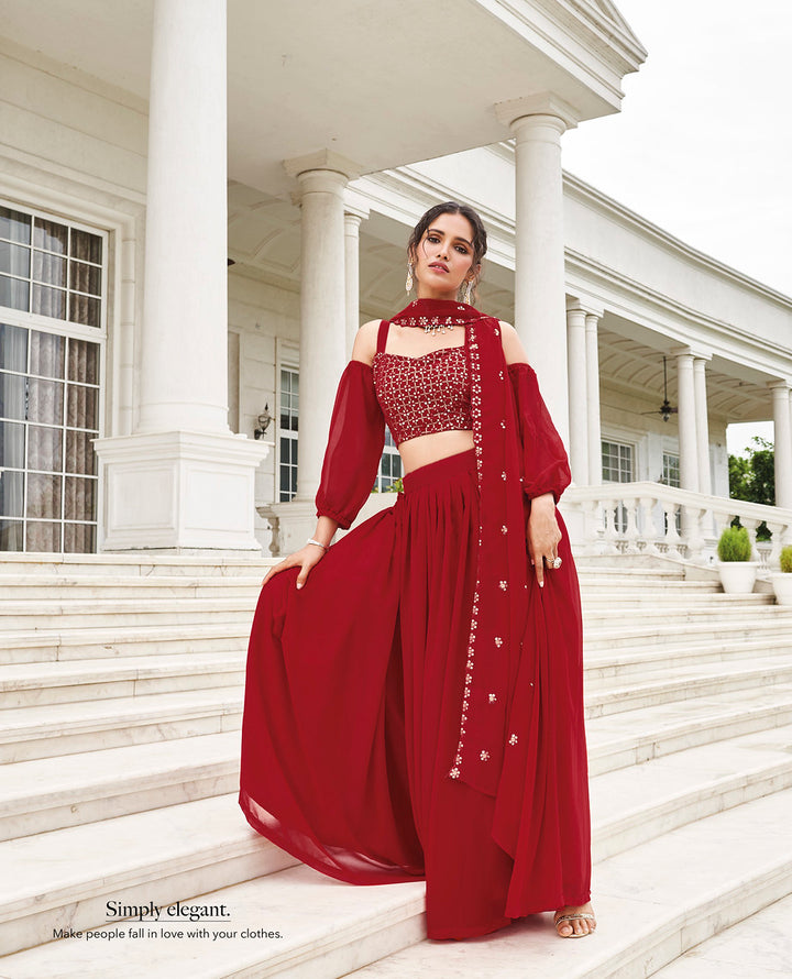 Readymade Radiant Red Designer Lehenga Choli