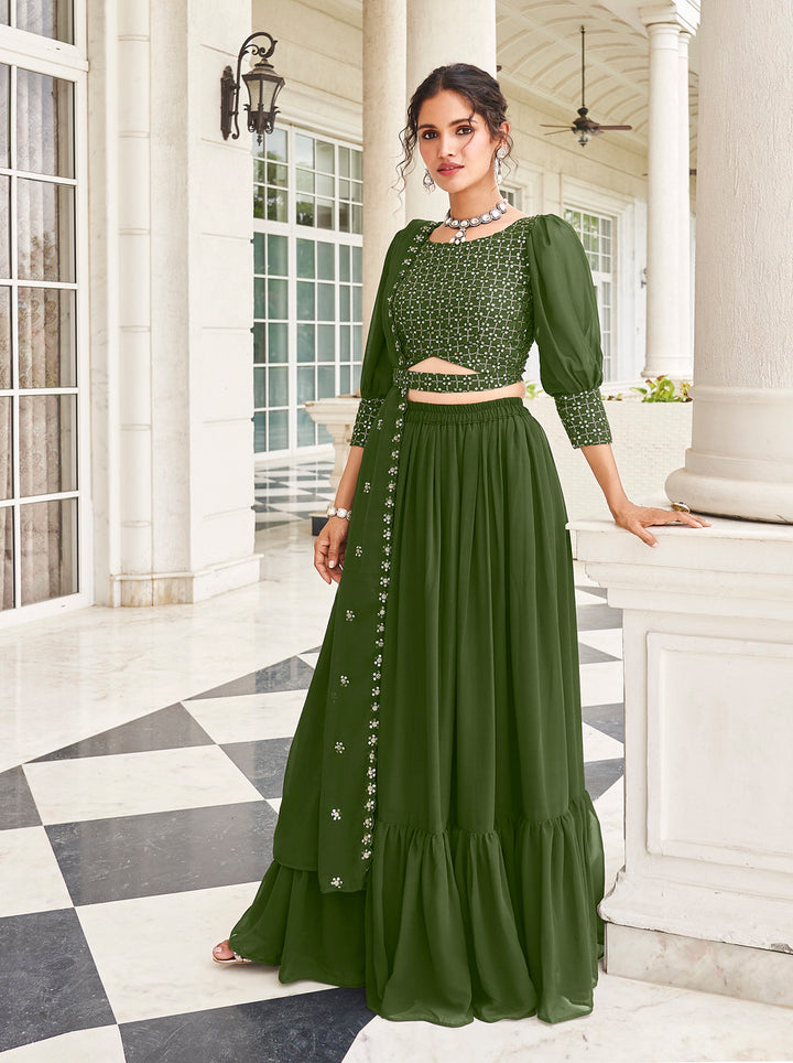 Readymade Stunning Green Designer Lehenga Choli