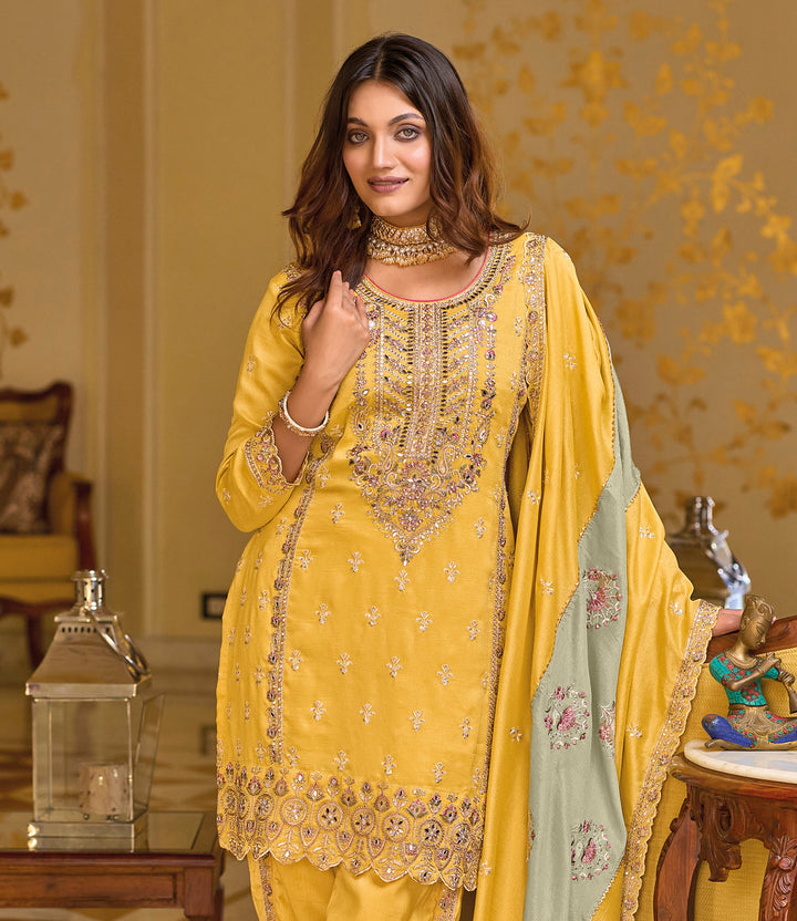 Readymade Elegant Yellow Salwar Kameez