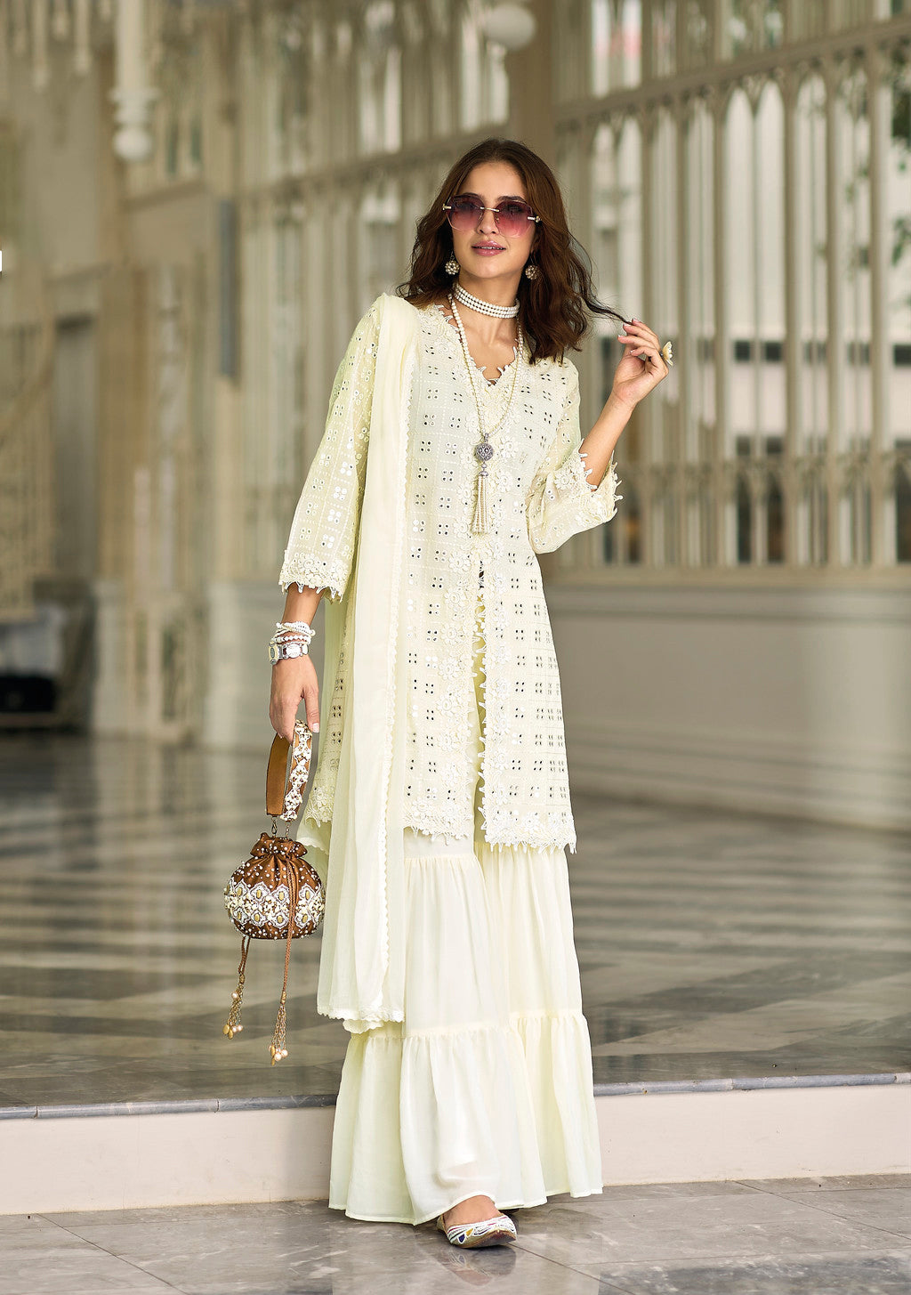 Pure White Sharara Salwar Kameez