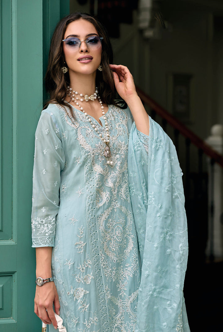 Readymade Serene Sky Blue Salwar Kameez