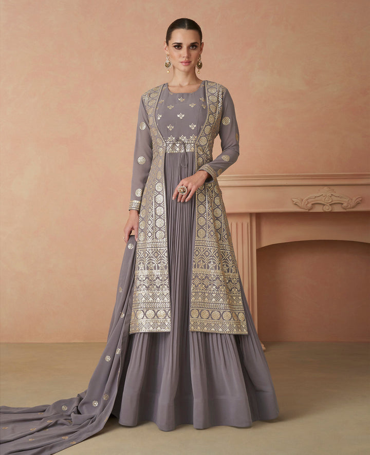 Readymade Designer Party Wear Anarkali Suit in Grey